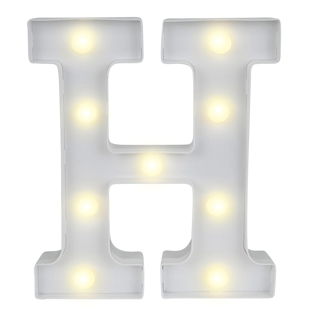 restaurantware Illumify White LED Marquee Letter H Sign - 8 3/4" - 1 count box