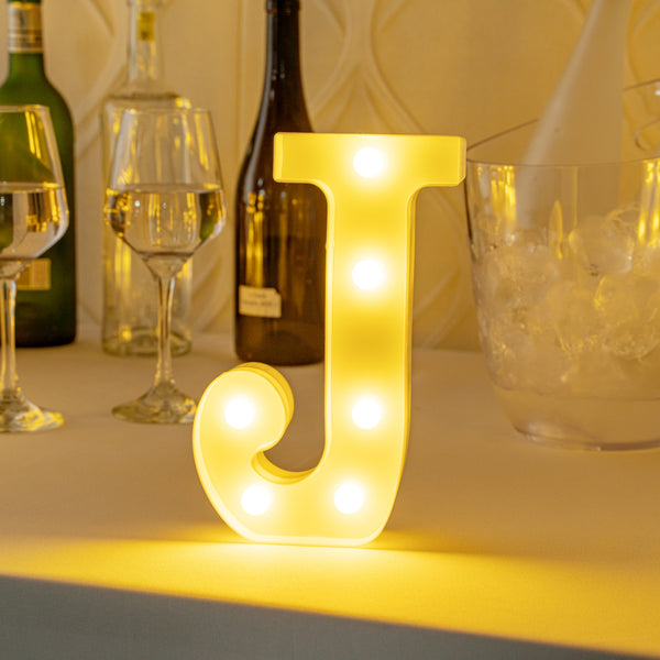 Restaurantware Illumify White LED Marquee Letter J Sign - 8 3/4" - 1 Count Box