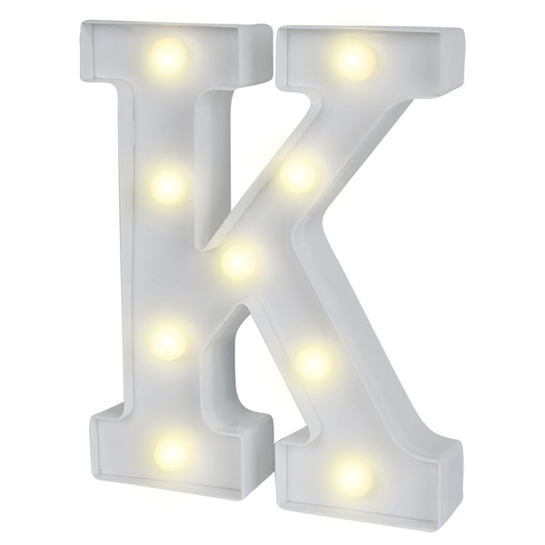 Restaurantware Illumify White LED Marquee Letter K Sign - 8 3/4" - 1 Count Box