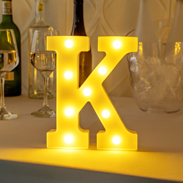 Restaurantware Illumify White LED Marquee Letter K Sign - 8 3/4" - 1 Count Box