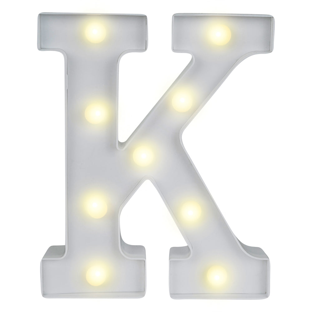 restaurantware Illumify White LED Marquee Letter K Sign - 8 3/4" - 1 count box