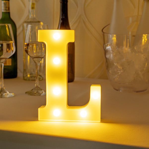 Restaurantware Illumify White LED Marquee Letter L Sign - 8 3/4" - 1 Count Box