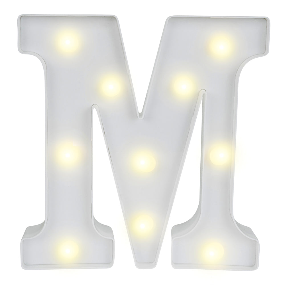 restaurantware Illumify White LED Marquee Letter M Sign - 8 3/4" - 1 count box
