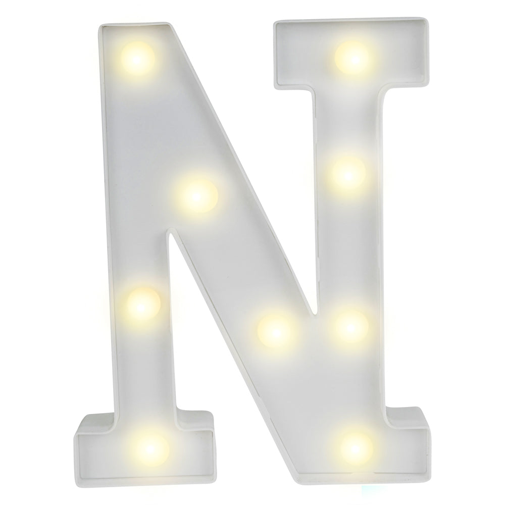 restaurantware Illumify White LED Marquee Letter N Sign - 8 3/4" - 1 count box