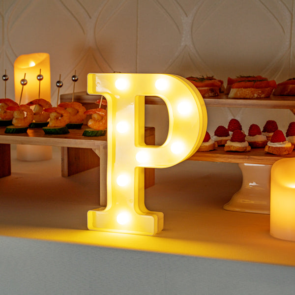 Restaurantware Illumify White LED Marquee Letter P Sign - 8 3/4" - 1 Count Box