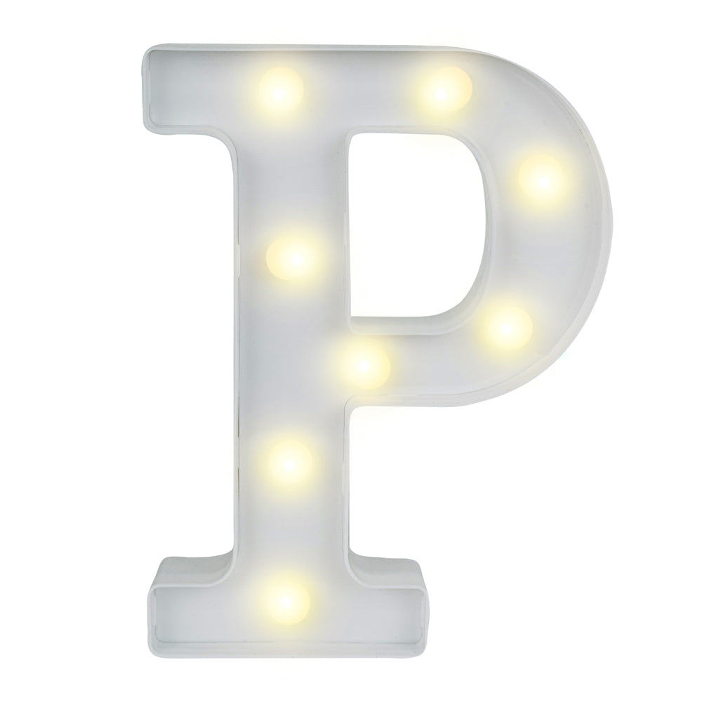 restaurantware Illumify White LED Marquee Letter P Sign - 8 3/4" - 1 count box