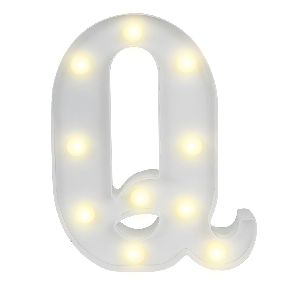 restaurantware Illumify White LED Marquee Letter Q Sign - 8 3/4" - 1 count box