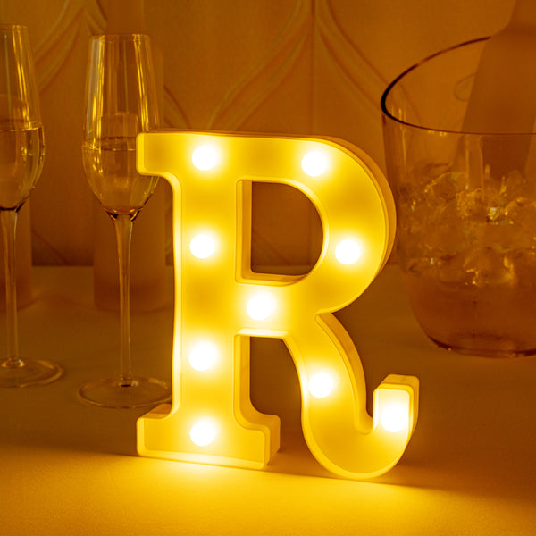 Restaurantware Illumify White LED Marquee Letter R Sign - 8 3/4" - 1 Count Box