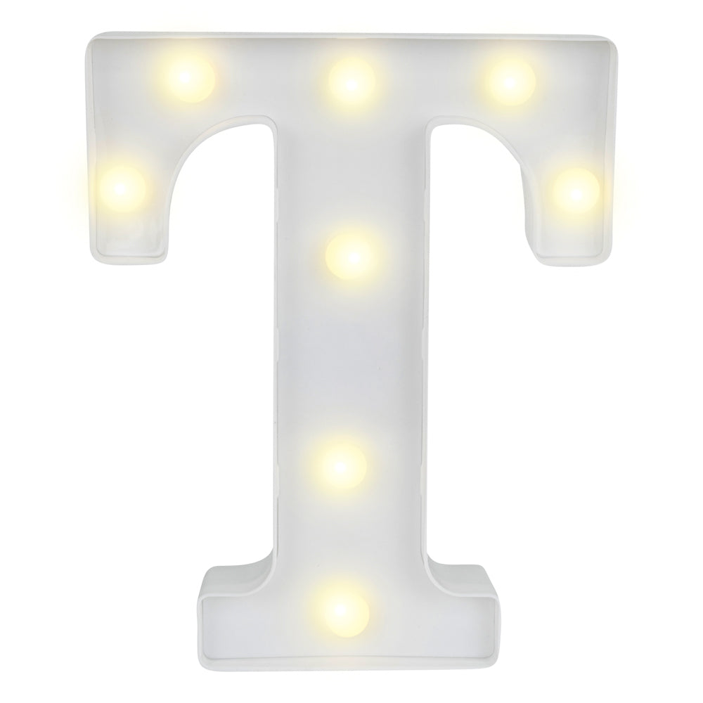 restaurantware Illumify White LED Marquee Letter T Sign - 8 3/4" - 1 count box
