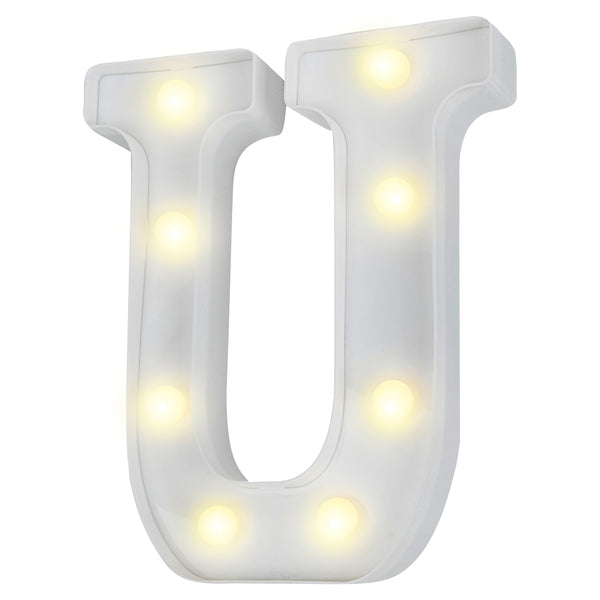 Restaurantware Illumify White LED Marquee Letter U Sign - 8 3/4" - 1 Count Box