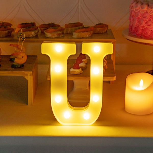 Restaurantware Illumify White LED Marquee Letter U Sign - 8 3/4" - 1 Count Box