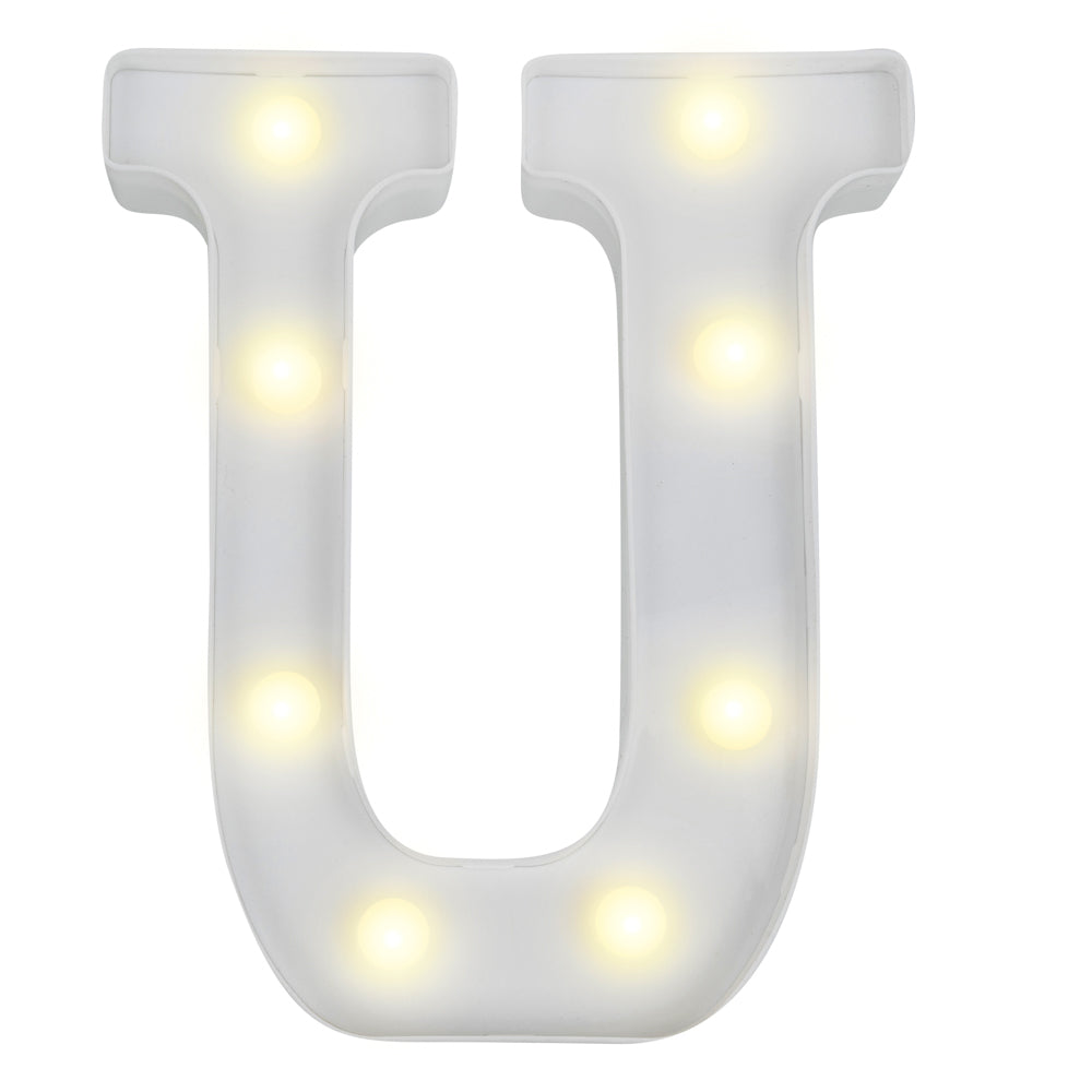 restaurantware Illumify White LED Marquee Letter U Sign - 8 3/4" - 1 count box