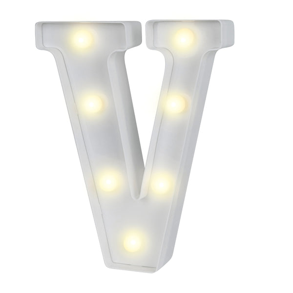 Restaurantware Illumify White LED Marquee Letter V Sign - 8 3/4" - 1 Count Box