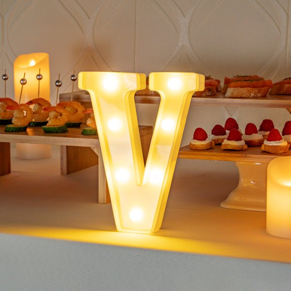 Restaurantware Illumify White LED Marquee Letter V Sign - 8 3/4" - 1 Count Box
