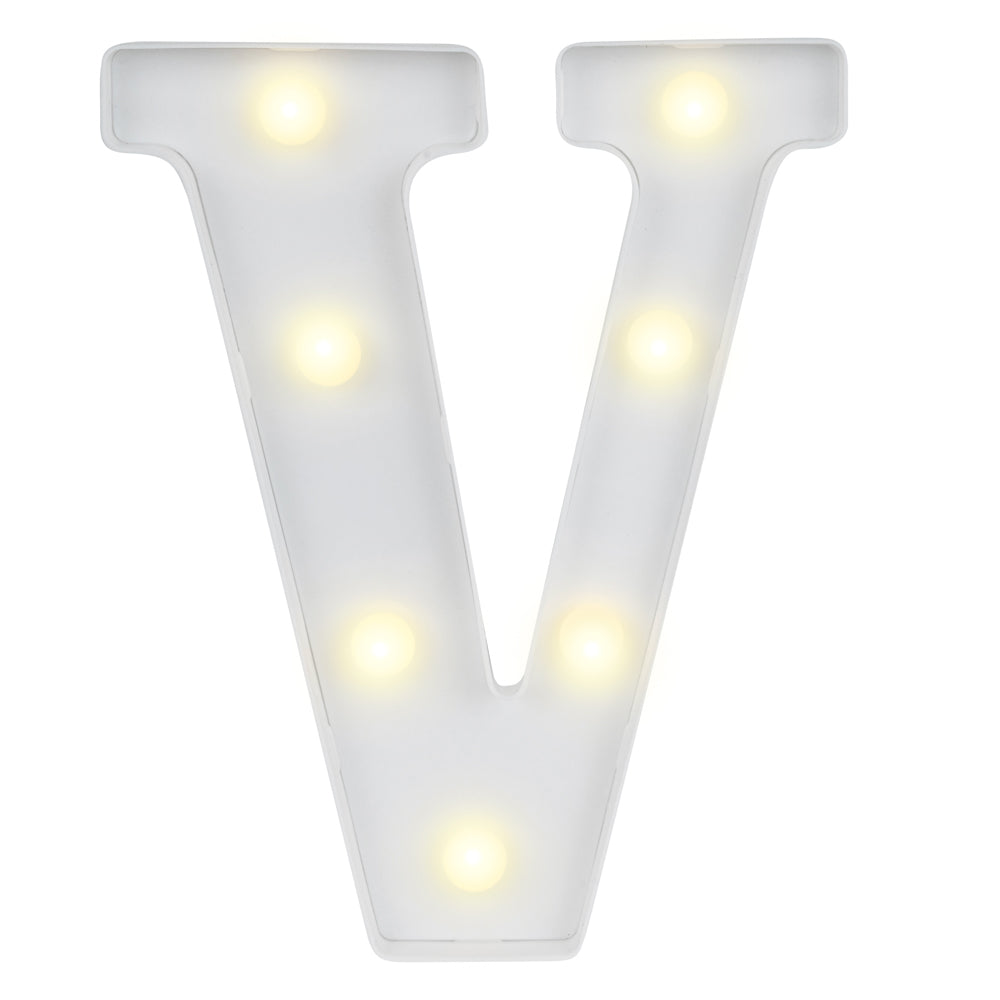 restaurantware Illumify White LED Marquee Letter V Sign - 8 3/4" - 1 count box