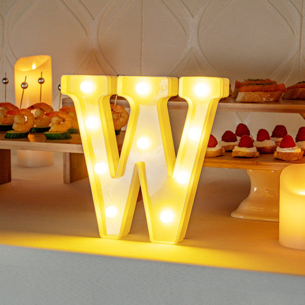 Restaurantware Illumify White LED Marquee Letter W Sign - 8 3/4" - 1 Count Box