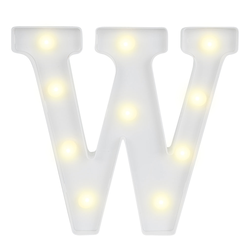 restaurantware Illumify White LED Marquee Letter W Sign - 8 3/4" - 1 count box