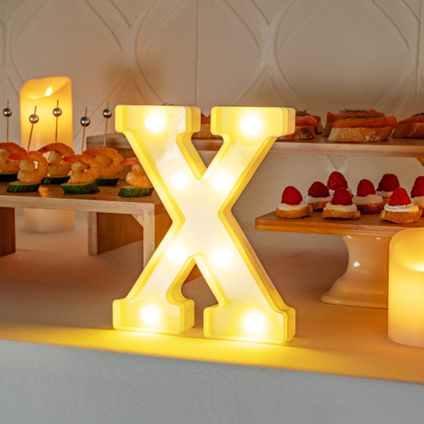 Restaurantware Illumify White LED Marquee Letter X Sign - 8 3/4" - 1 Count Box