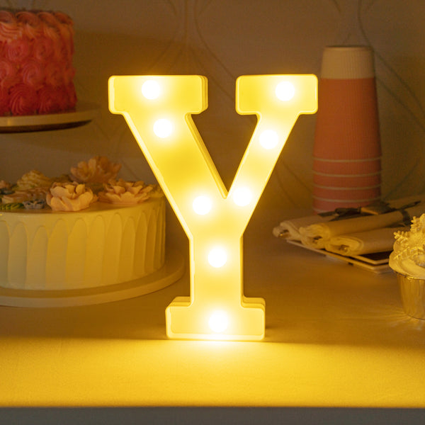 Restaurantware Illumify White LED Marquee Letter Y Sign - 8 3/4" - 1 Count Box