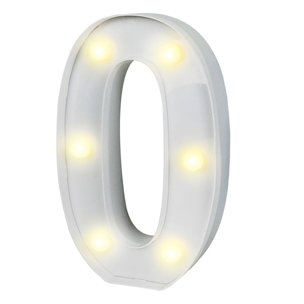 Restaurantware Illumify White LED Marquee Number 0 Sign - 8 3/4" - 1 Count Box