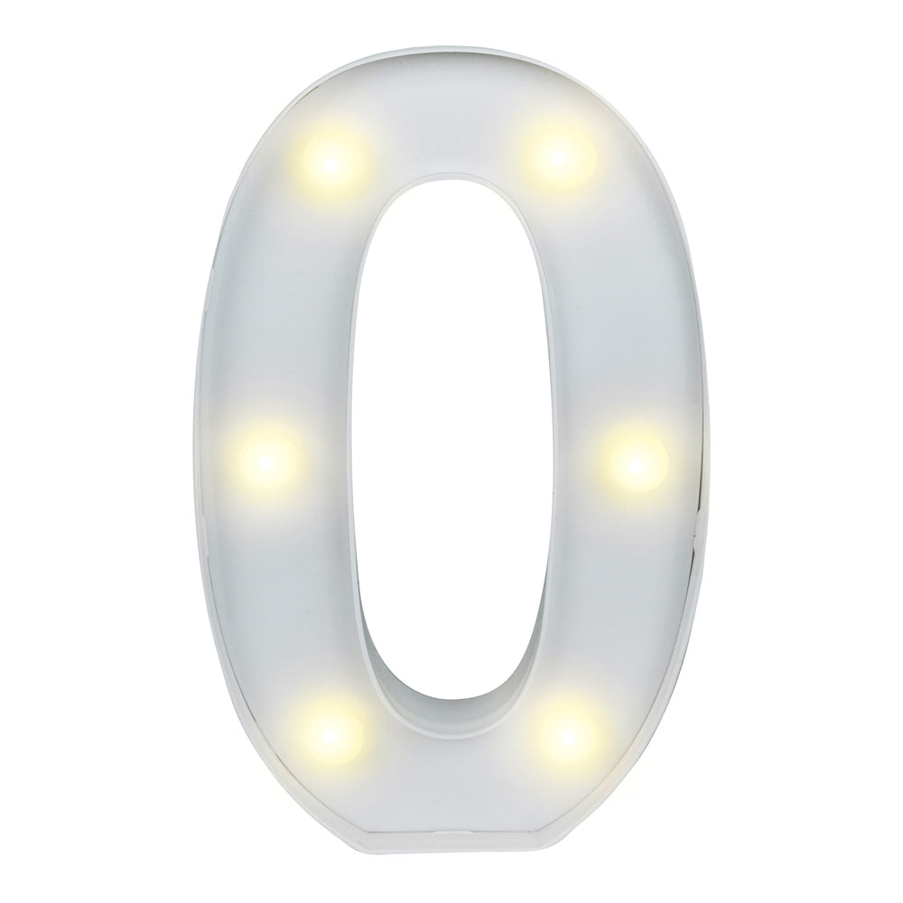 restaurantware Illumify White LED Marquee Number 0 Sign - 8 3/4" - 1 count box
