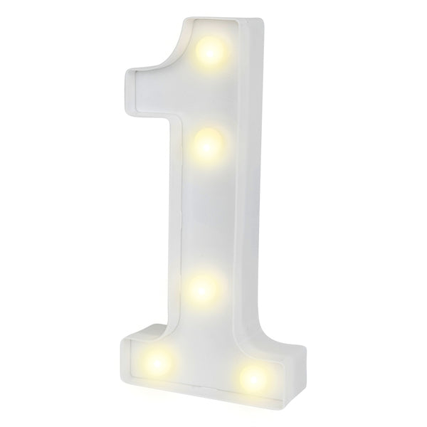 Restaurantware Illumify White LED Marquee Number 1 Sign - 8 3/4" - 1 Count Box
