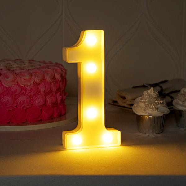 Restaurantware Illumify White LED Marquee Number 1 Sign - 8 3/4" - 1 Count Box