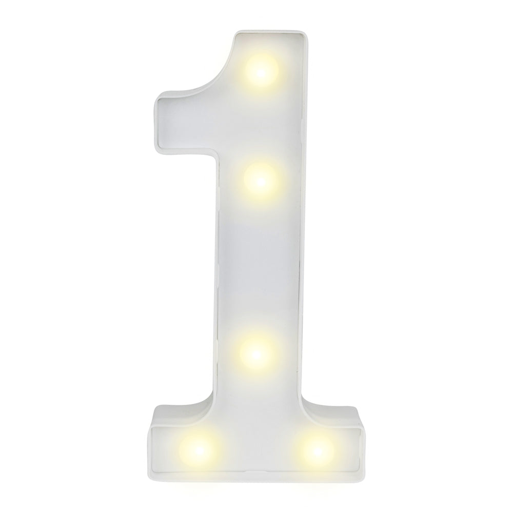 restaurantware Illumify White LED Marquee Number 1 Sign - 8 3/4" - 1 count box