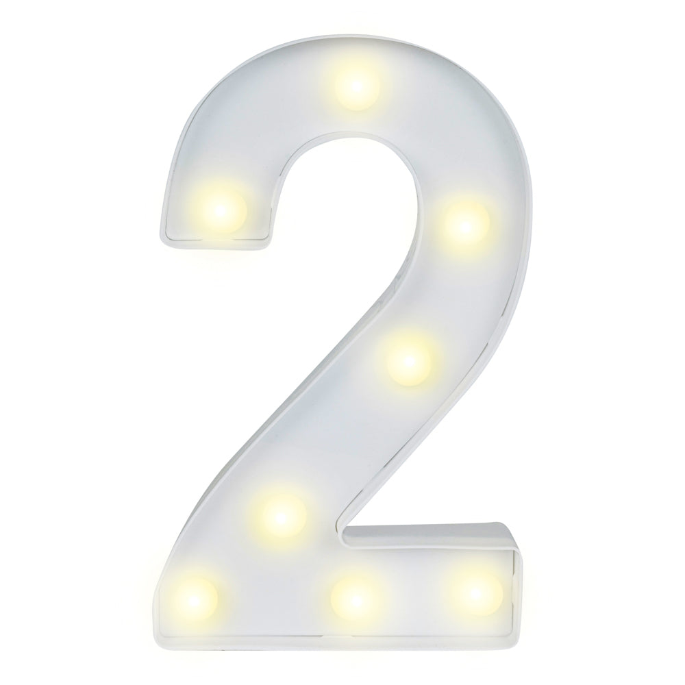 restaurantware Illumify White LED Marquee Number 2 Sign - 8 3/4" - 1 count box