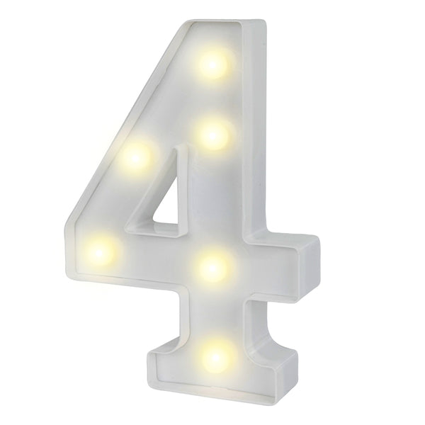 Restaurantware Illumify White LED Marquee Number 4 Sign - 8 3/4" - 1 Count Box