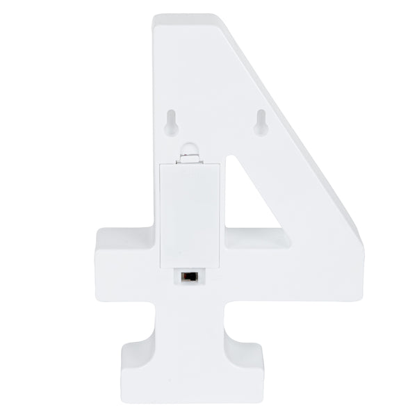 Restaurantware Illumify White LED Marquee Number 4 Sign - 8 3/4" - 1 Count Box
