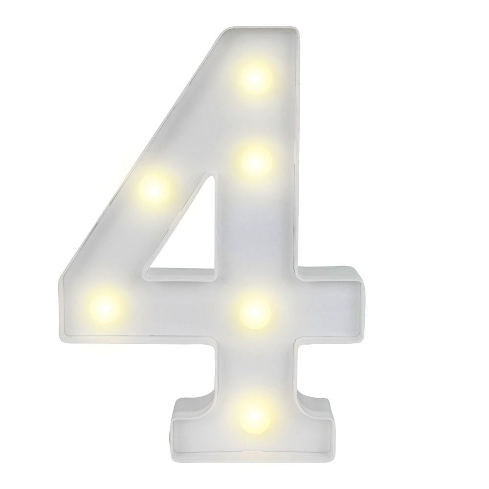 restaurantware Illumify White LED Marquee Number 4 Sign - 8 3/4" - 1 count box