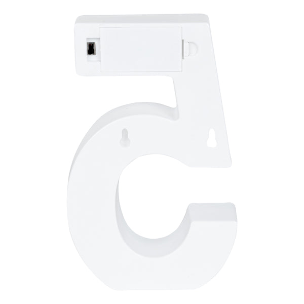 Restaurantware Illumify White LED Marquee Number 5 Sign - 8 3/4" - 1 Count Box