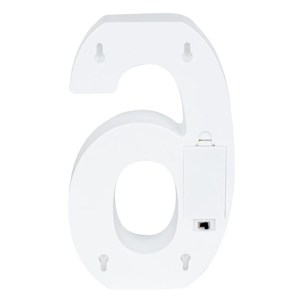 Restaurantware Illumify White LED Marquee Number 6 Sign - 8 3/4" - 1 Count Box