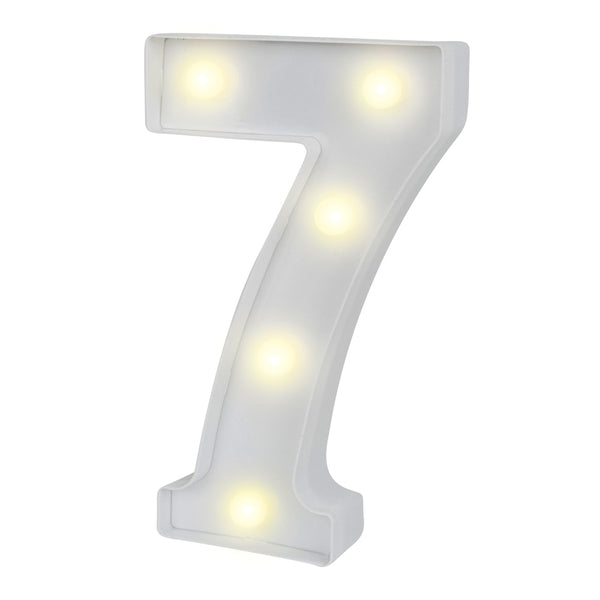Restaurantware Illumify White LED Marquee Number 7 Sign - 8 3/4" - 1 Count Box