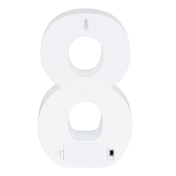 Restaurantware Illumify White LED Marquee Number 8 Sign - 8 3/4" - 1 Count Box