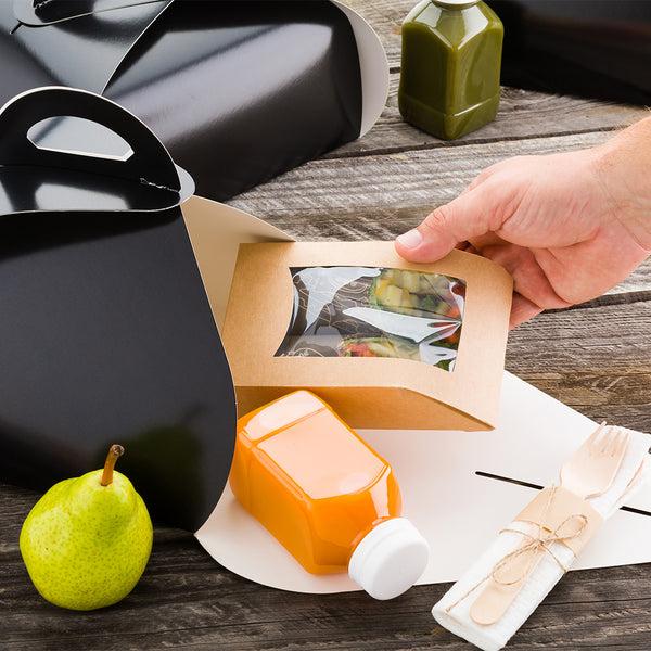 Restaurantware Ingenero Black Paper Medium Lunch And Cake Box - 7 3/4" X 7 3/4" X 5" - 100 Count Box
