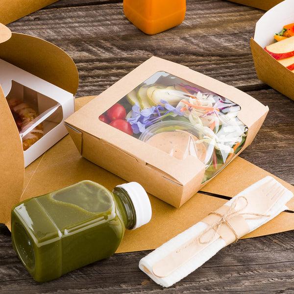 Restaurantware Ingenero Kraft Paper Medium Lunch And Cake Box - 7 3/4" X 7 3/4" X 5" - 100 Count Box