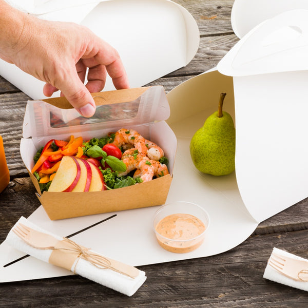 Restaurantware Ingenero White Paper Large Lunch And Cake Box - 9" X 9" X 4 3/4" - 100 Count Box