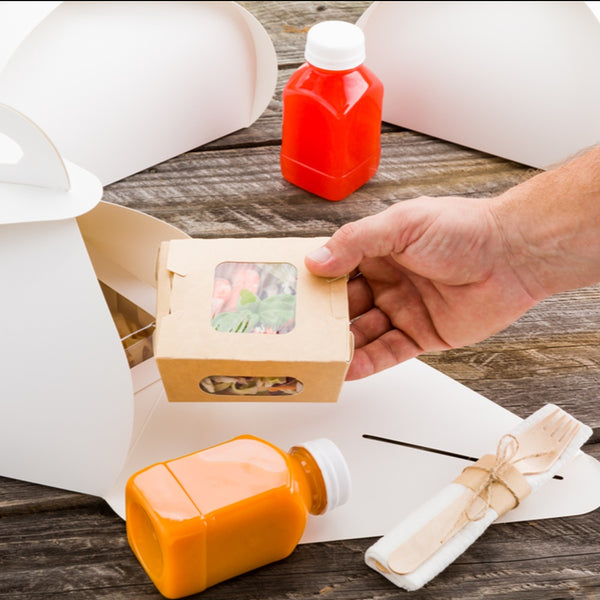 Restaurantware Ingenero White Paper Medium Lunch And Cake Box - 7 3/4" X 7 3/4" X 5" - 100 Count Box