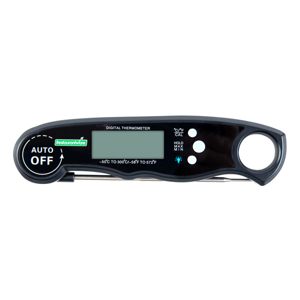Restaurantware Kitchen Tek Black Compact Digital Folding Probe Thermometer - Waterproof - 4 1/2" - 1 Count Box