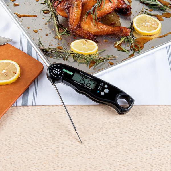 Restaurantware Kitchen Tek Black Compact Digital Folding Probe Thermometer - Waterproof - 4 1/2" - 1 Count Box