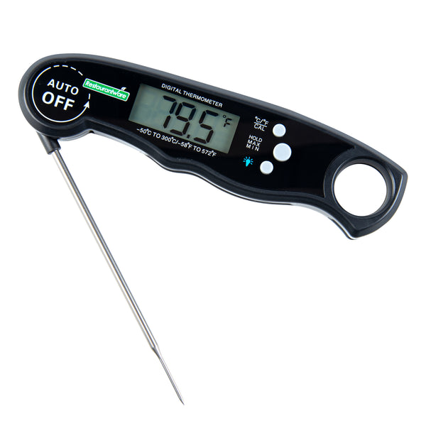 Restaurantware Kitchen Tek Black Compact Digital Folding Probe Thermometer - Waterproof - 4 1/2" - 1 Count Box