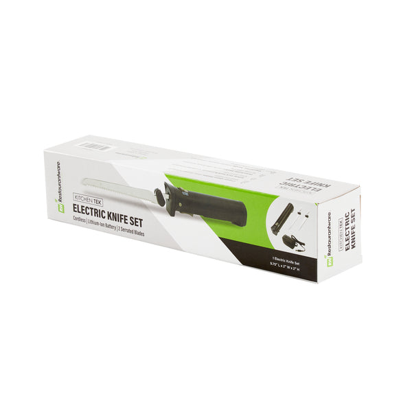 Restaurantware Kitchen Tek Cordless Electric Knife Set - With Lithium Ion Battery 100-240V - 1 Count Box