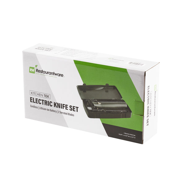 Restaurantware Kitchen Tek Cordless Electric Knife Set - With Storage Case Lithium Ion Battery 100-240V - 1 Count Box