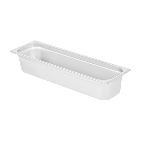 Restaurantware Kitchen Tek Stainless Steel 1/2 Size Long Steam Table Pan - 4 Inch Deep Anti Jam 24 Gauge - 6 Count Box