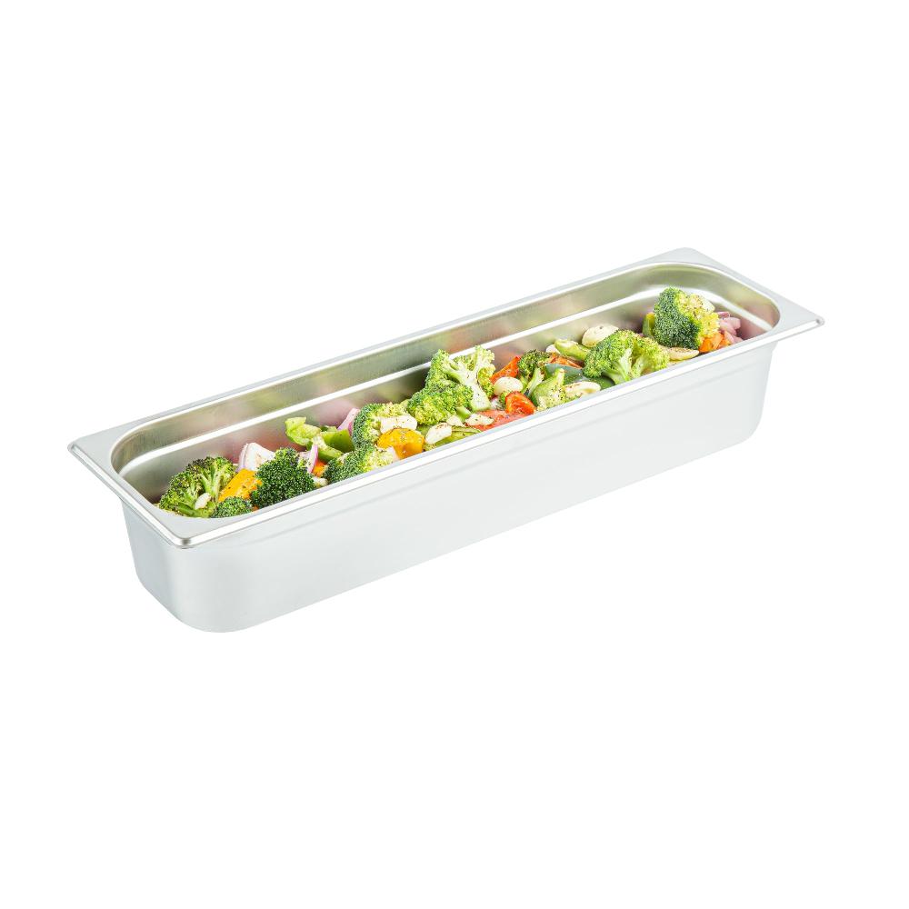 restaurantware Kitchen Tek Stainless Steel 1/2 Size Long Steam Table Pan - 4 Inch Deep Anti Jam 24 Gauge - 6 count box