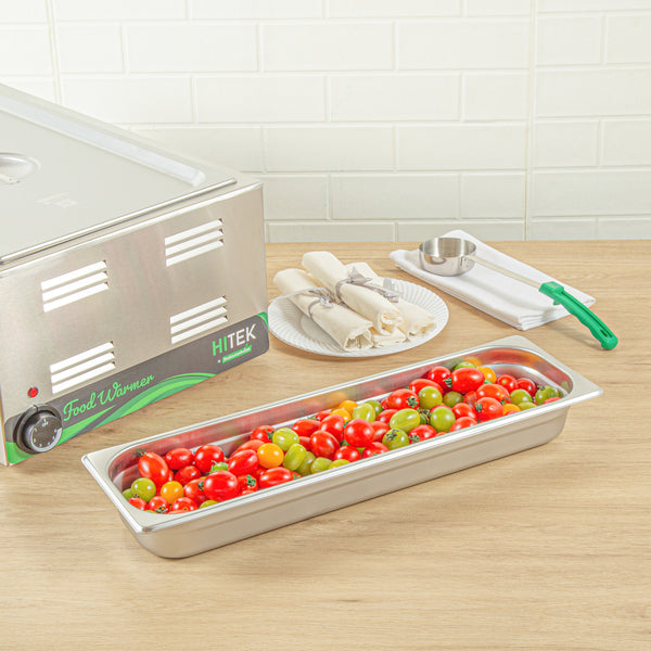 Restaurantware Kitchen Tek Stainless Steel 1/2 Size Long Steam Table Pan - 2 1/2 Inch Deep Anti Jam 24 Gauge - 6 Count Box