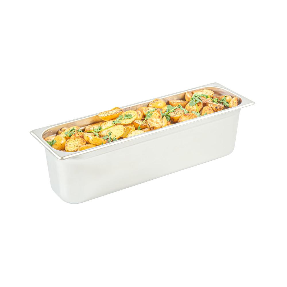 restaurantware Kitchen Tek Stainless Steel 1/2 Size Long Steam Table Pan - 6 Inch Deep Anti Jam 24 Gauge - 6 count box