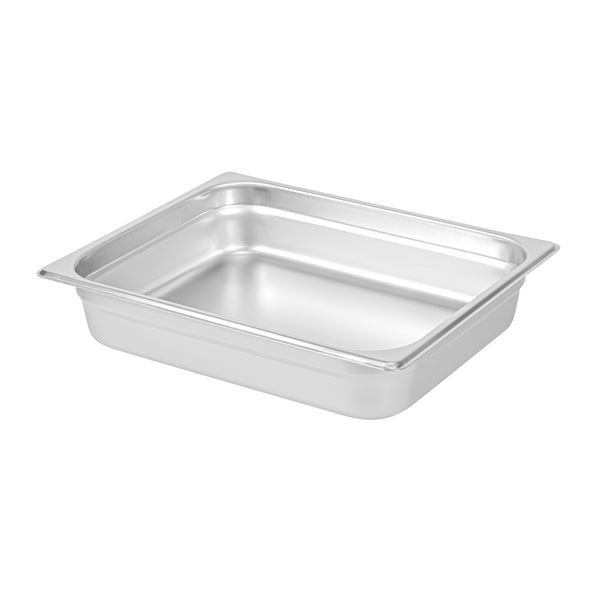 Restaurantware Kitchen Tek Stainless Steel 1/2 Size Steam Table Pan - 2 1/2 Inch Deep Anti Jam 24 Gauge - 12 Count Box